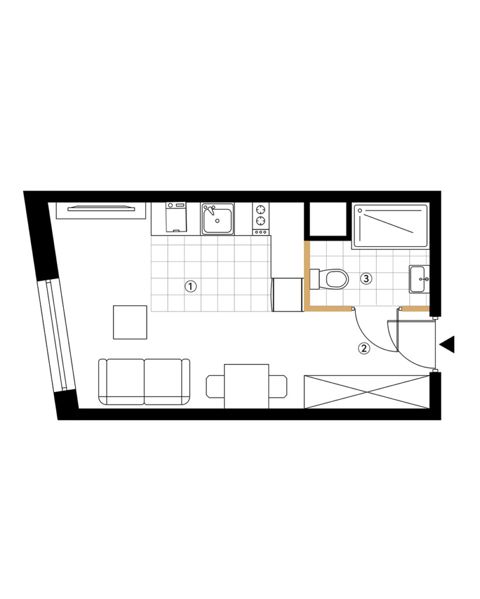 Plan 1 pok. 22m²