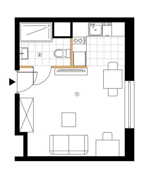 Plan 1 pok. 23m²