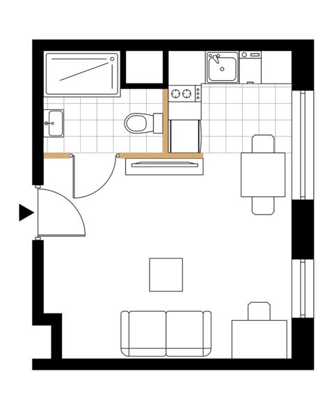 Plan 1 pok. 22m²