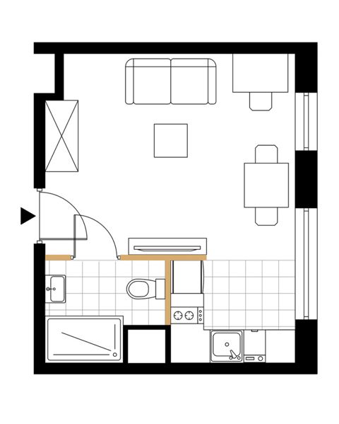 Plan 1 pok. 22m²