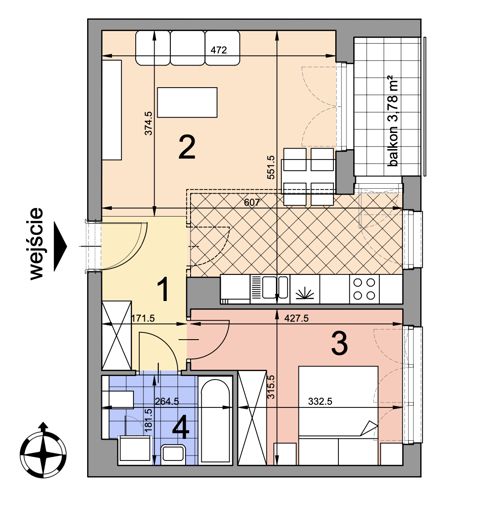Plan 2 pok. 48m²