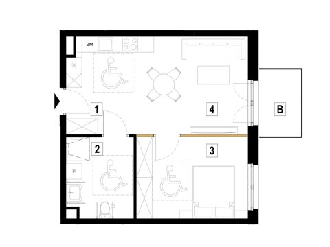Plan 2 pok. 46m²