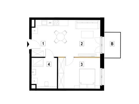 Plan 2 pok. 46m²
