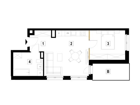 Plan 2 pok. 44m²
