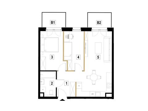 Plan 3 pok. 54m²