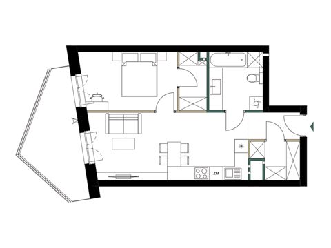 Plan 2 pok. 47m²