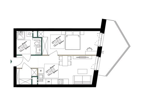Plan 2 pok. 46m²