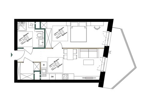 Plan 2 pok. 46m²