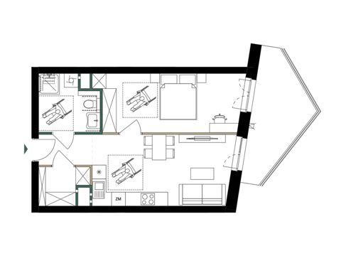 Plan 2 pok. 46m²