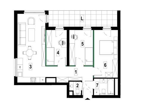 Plan 4 pok. 74m²