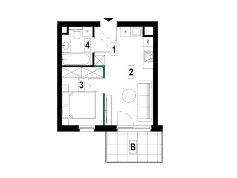 Plan 2 pok. 30m²
