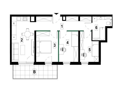 Plan 4 pok. 67m²