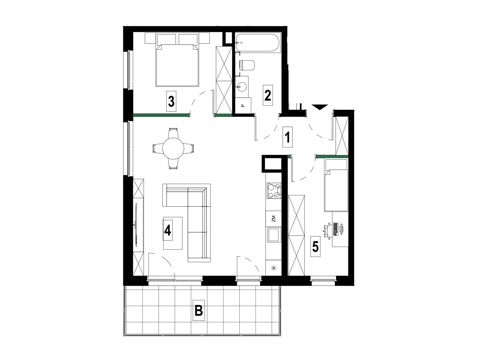 Plan 3 pok. 62m²
