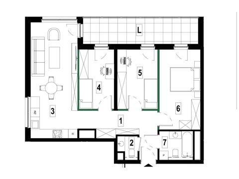 Plan 4 pok. 75m²