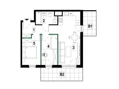 Plan 3 pok. 54m²