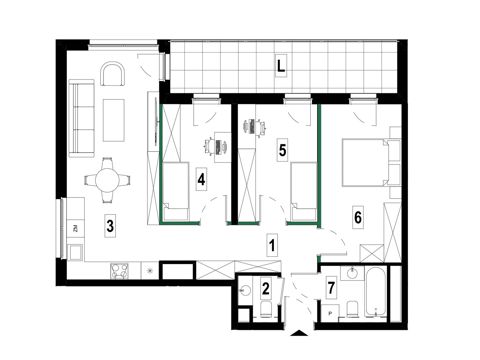 Plan 4 pok. 75m²