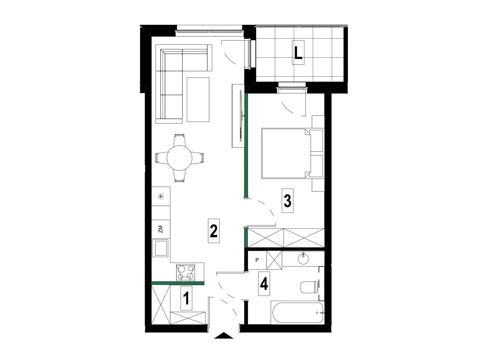 Plan 2 pok. 44m²