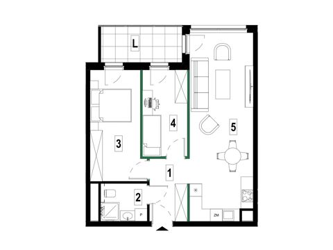Plan 3 pok. 60m²