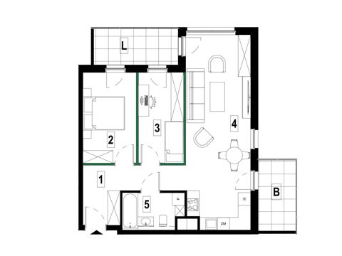 Plan 3 pok. 63m²
