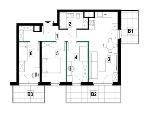 Plan 4 pok. 67m²