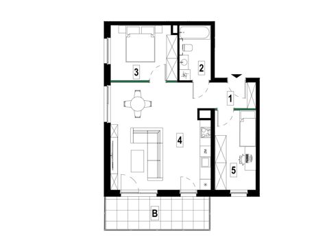 Plan 3 pok. 62m²