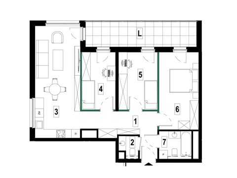 Plan 4 pok. 75m²