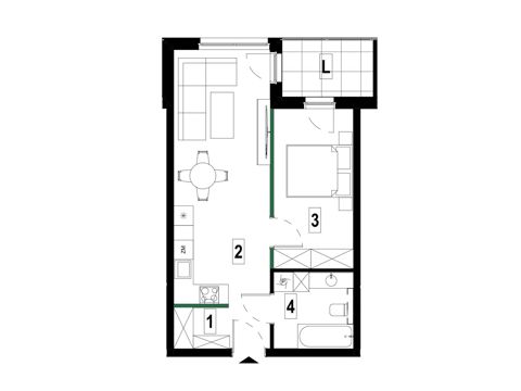 Plan 2 pok. 44m²
