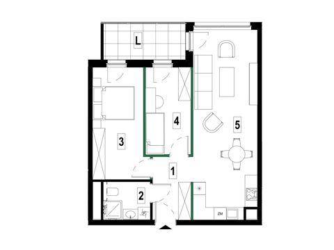 Plan 3 pok. 60m²