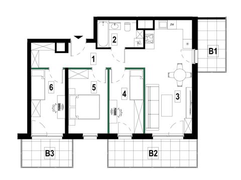 Plan 4 pok. 67m²