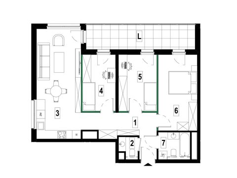 Plan 4 pok. 75m²