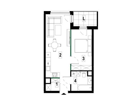 Plan 2 pok. 44m²