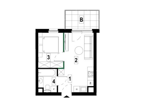 Plan 2 pok. 30m²
