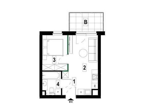 Plan 2 pok. 30m²