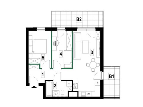 Plan 3 pok. 53m²
