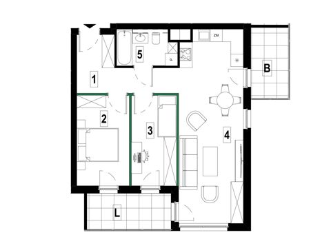 Plan 3 pok. 63m²