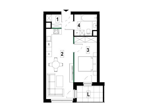 Plan 2 pok. 43m²
