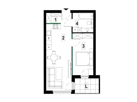 Plan 2 pok. 44m²