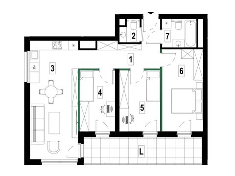 Plan 4 pok. 74m²