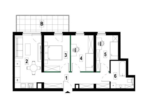 Plan 4 pok. 66m²