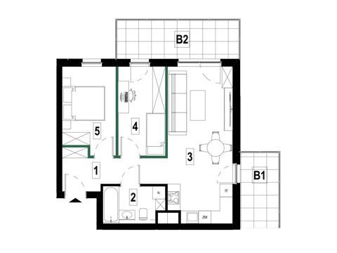 Plan 3 pok. 53m²