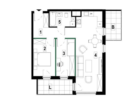 Plan 3 pok. 63m²