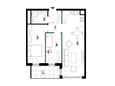 Plan 3 pok. 60m²