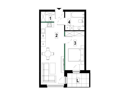 Plan 2 pok. 44m²