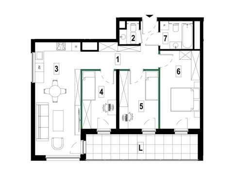 Plan 4 pok. 75m²