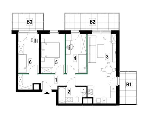 Plan 4 pok. 67m²