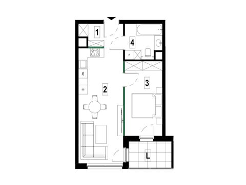 Plan 2 pok. 44m²