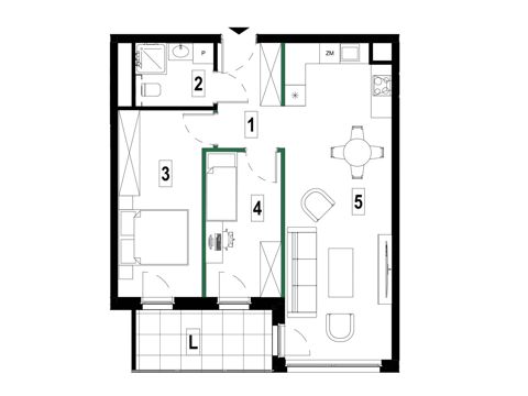 Plan 3 pok. 60m²