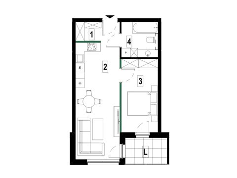 Plan 2 pok. 44m²