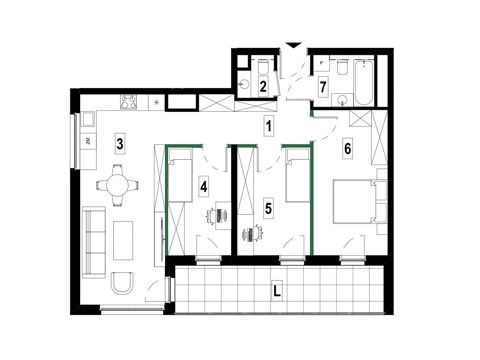 Plan 4 pok. 75m²
