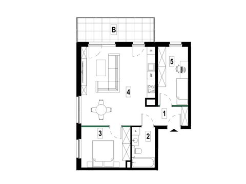 Plan 3 pok. 62m²